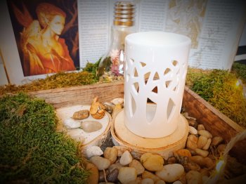 brûle-parfums en céramique pour fondants parfumés - modèle forêt blanc