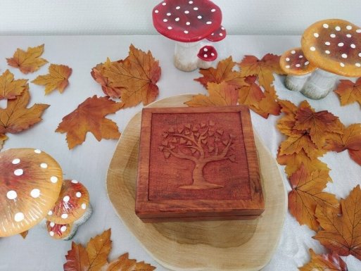 boîte à bijoux arbre de vie en bois de sheesam - 001